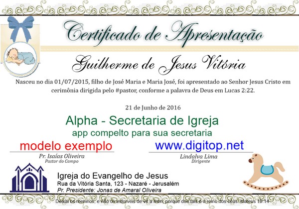 Certificado de Apresentação de Criança