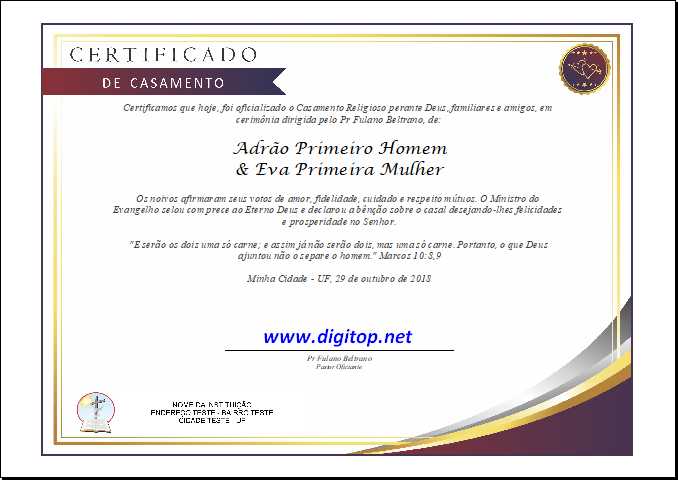 Certificado de Casamento